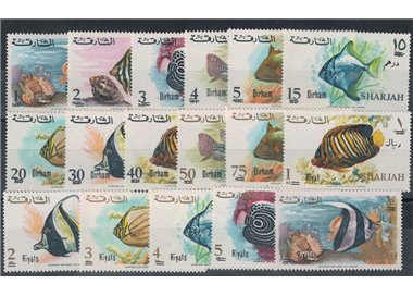 SHARJAH 1966 Marine fauna, overprinted 17v MNH**