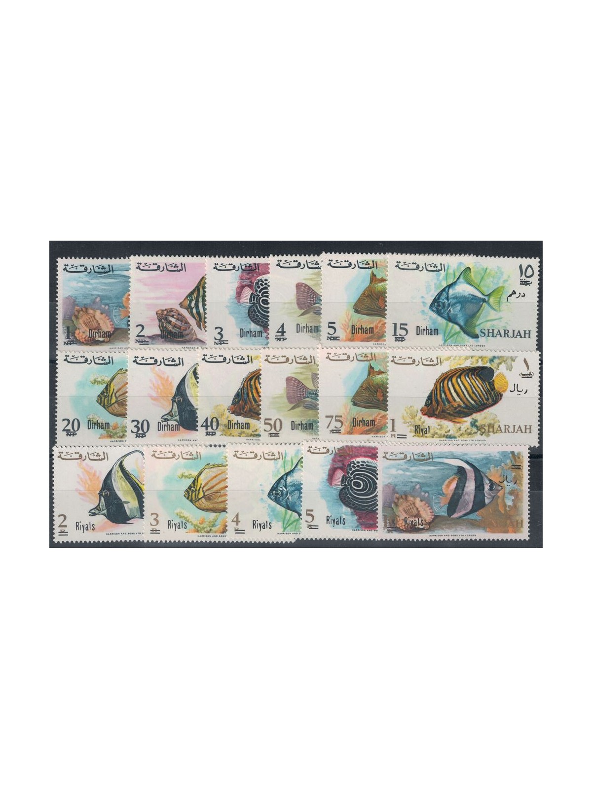 SHARJAH 1966 Marine fauna, overprinted 17v MNH**