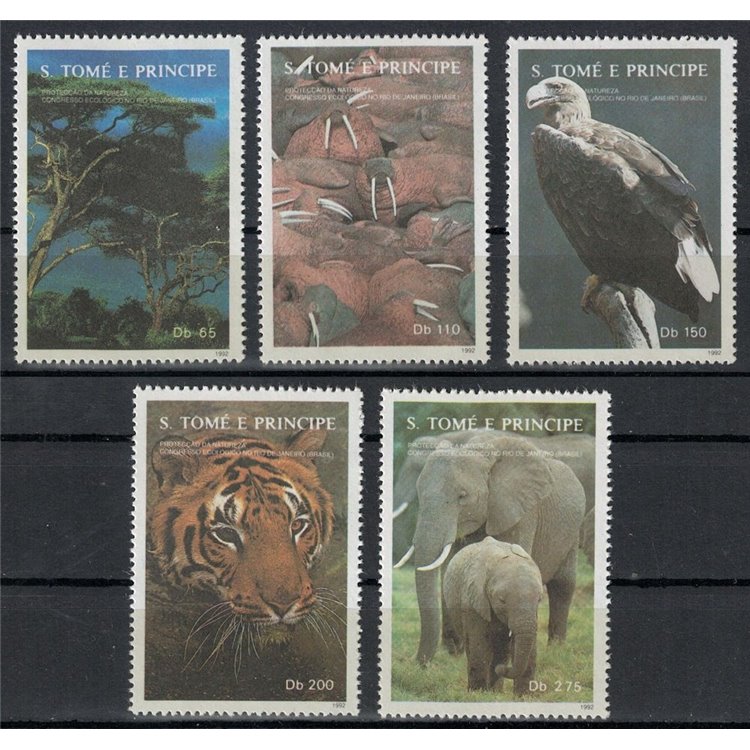 SAO TOME' E PRINCIPE 1992 Protezione della natura 5v MNH**