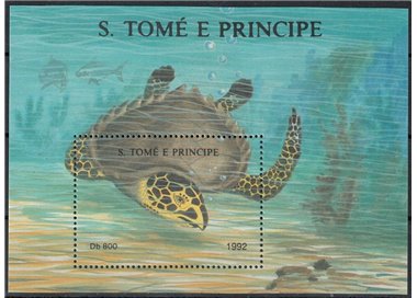 SAO TOME' E PRINCIPE 1992 Fauna marina, tartaruga BF MNH**