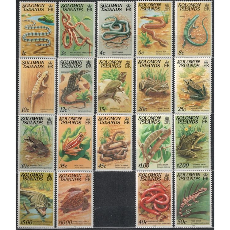 SOLOMON 1979/83 Ordinaries, reptiles - Definitives, reptiles 19 v