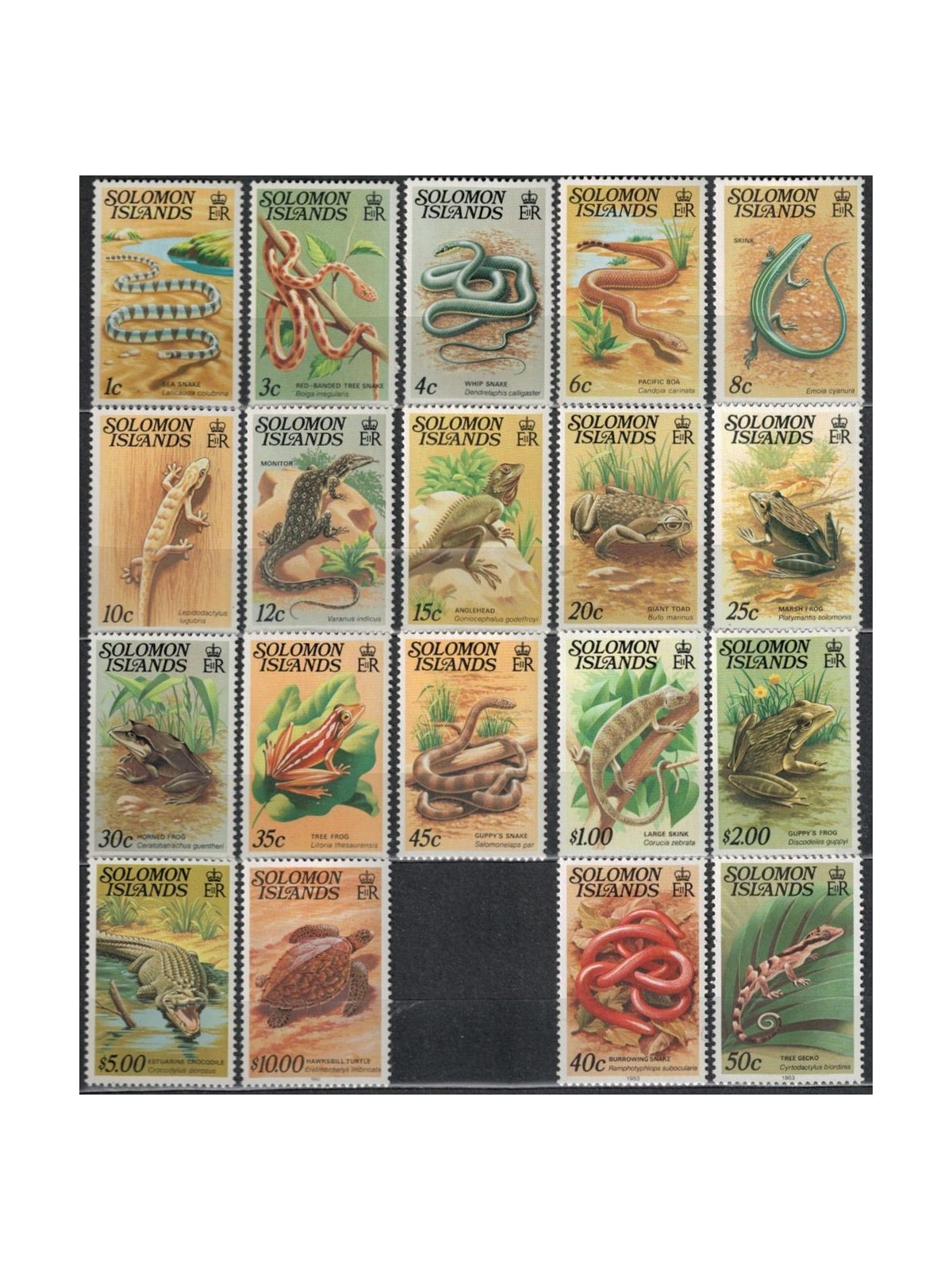 SOLOMON 1979/83 Ordinari, rettili - Definitives, reptiles 19 v