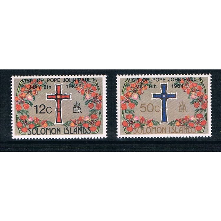 SOLOMON 1984 Visit of Pope John Paul II 2v MNH**