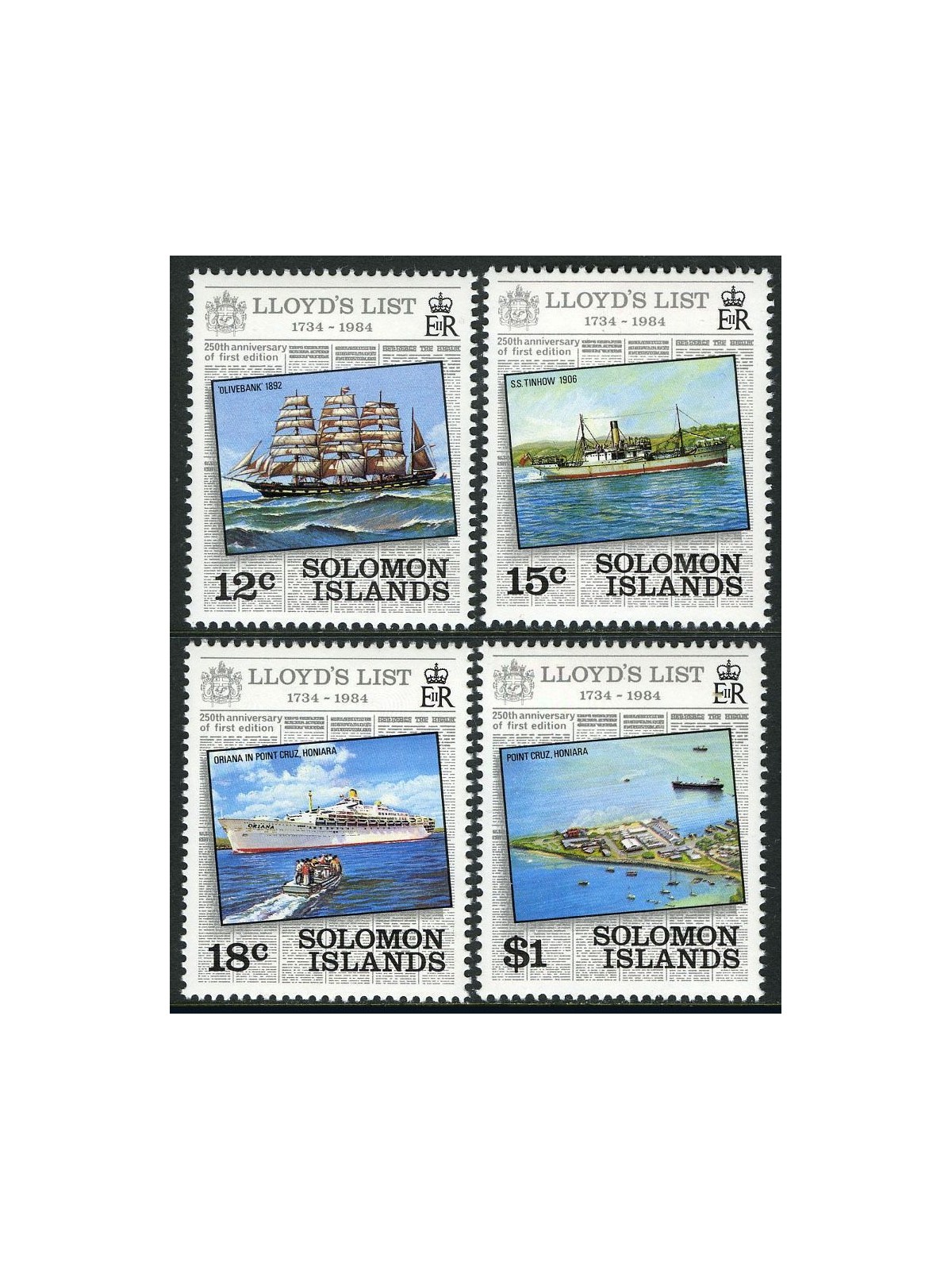 SOLOMON 1984 Lloyd's List 4v MNH**