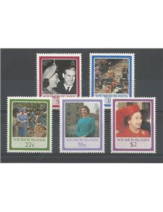 SOLOMON 1986 Queen 60th anniversary 5v MNH**