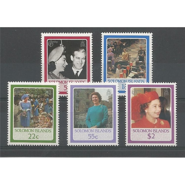 SOLOMON 1986 Queen 60th anniversary 5v MNH**