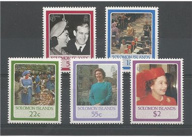 SOLOMON 1986 Queen 60th anniversary 5v MNH**