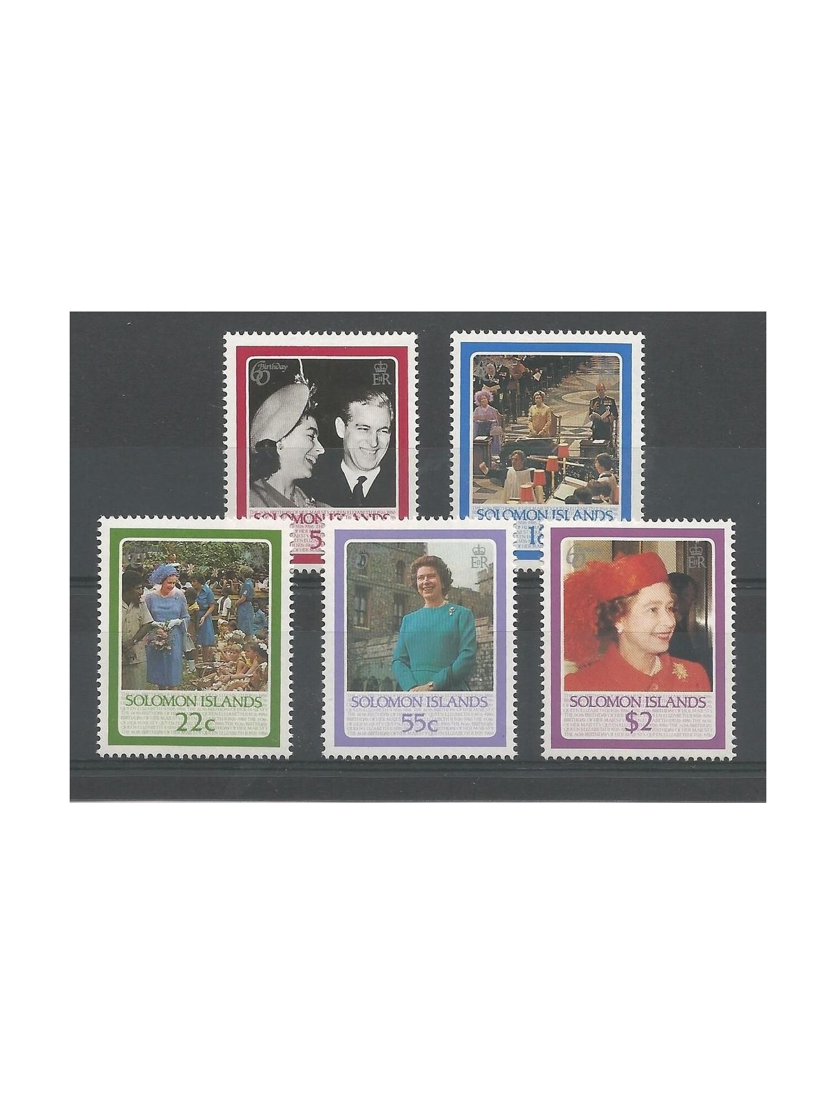 SOLOMON 1986 Queen 60th anniversary 5v MNH**