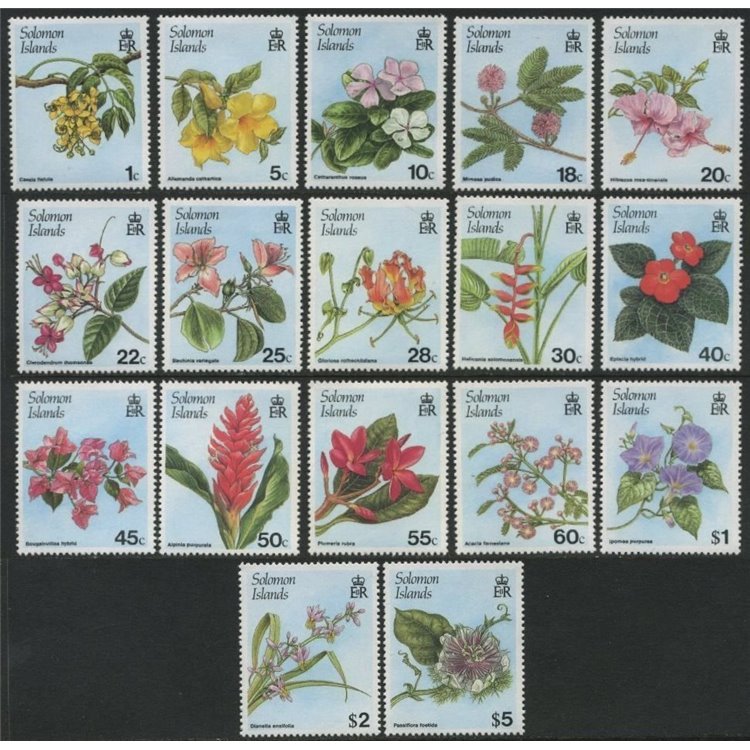 SOLOMON 1987 Definitives, flowers 17v MNH**