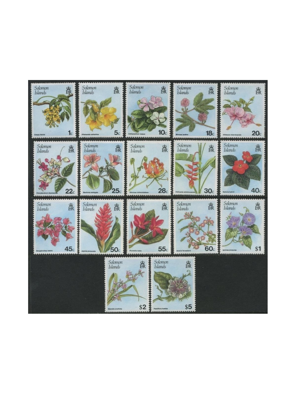 SOLOMON 1987 Definitives, flowers 17v MNH**