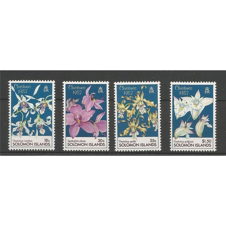 SOLOMON 1987 Christmas, orchids 4v MNH**