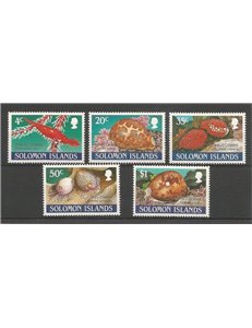 SOLOMON 1990 Snails, slugs 5v MNH**