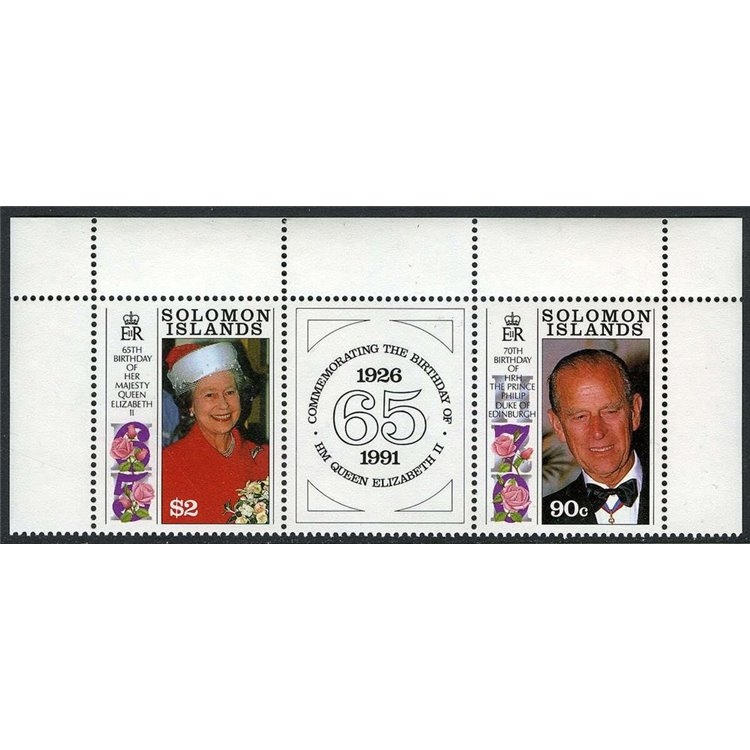 SOLOMON 1991 Queen birthday 2v MNH**