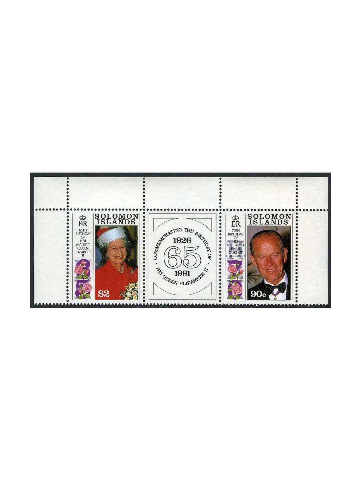 SOLOMON 1991 Queen birthday 2v MNH**