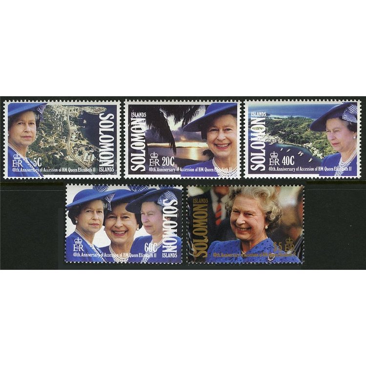 SOLOMON 1992 Accession 40th anniversary 5v MNH**