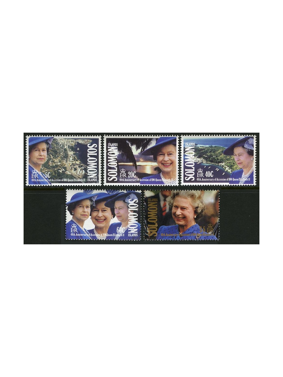 SOLOMON 1992 Accession 40th anniversary 5v MNH**