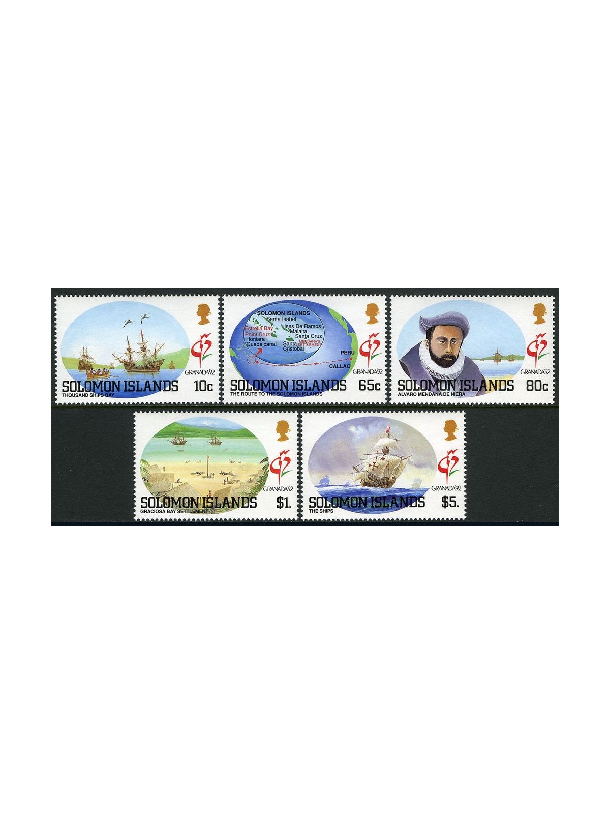 SOLOMON 1992 Granada 92 5v MNH**