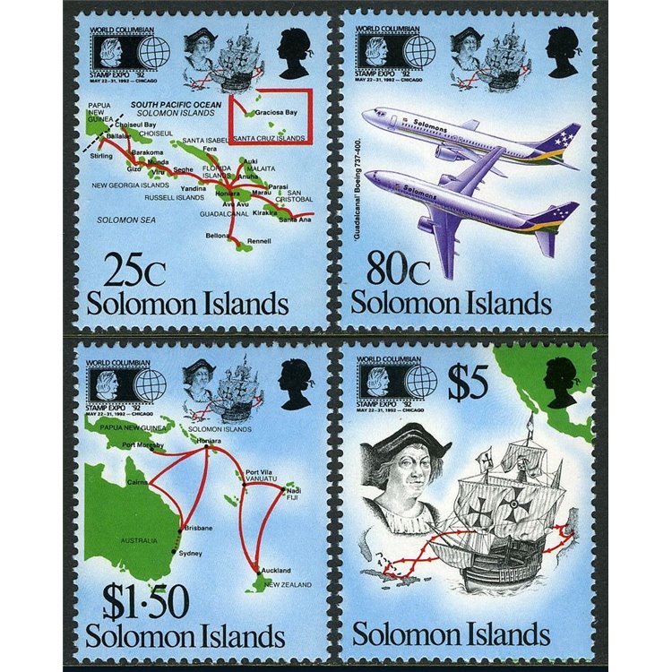 SOLOMON 1992 World Columbian stamp expo 4v MNH**