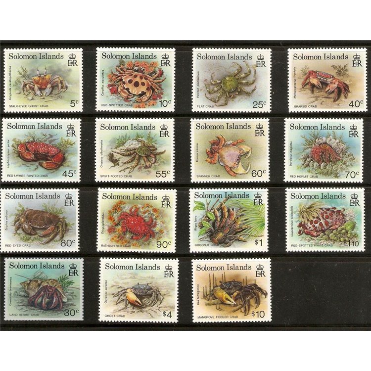 SOLOMON 1992 Definitives, crabs 15v MNH**