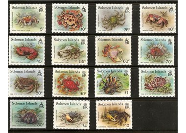 SOLOMON 1992 Definitives, crabs 15v MNH**