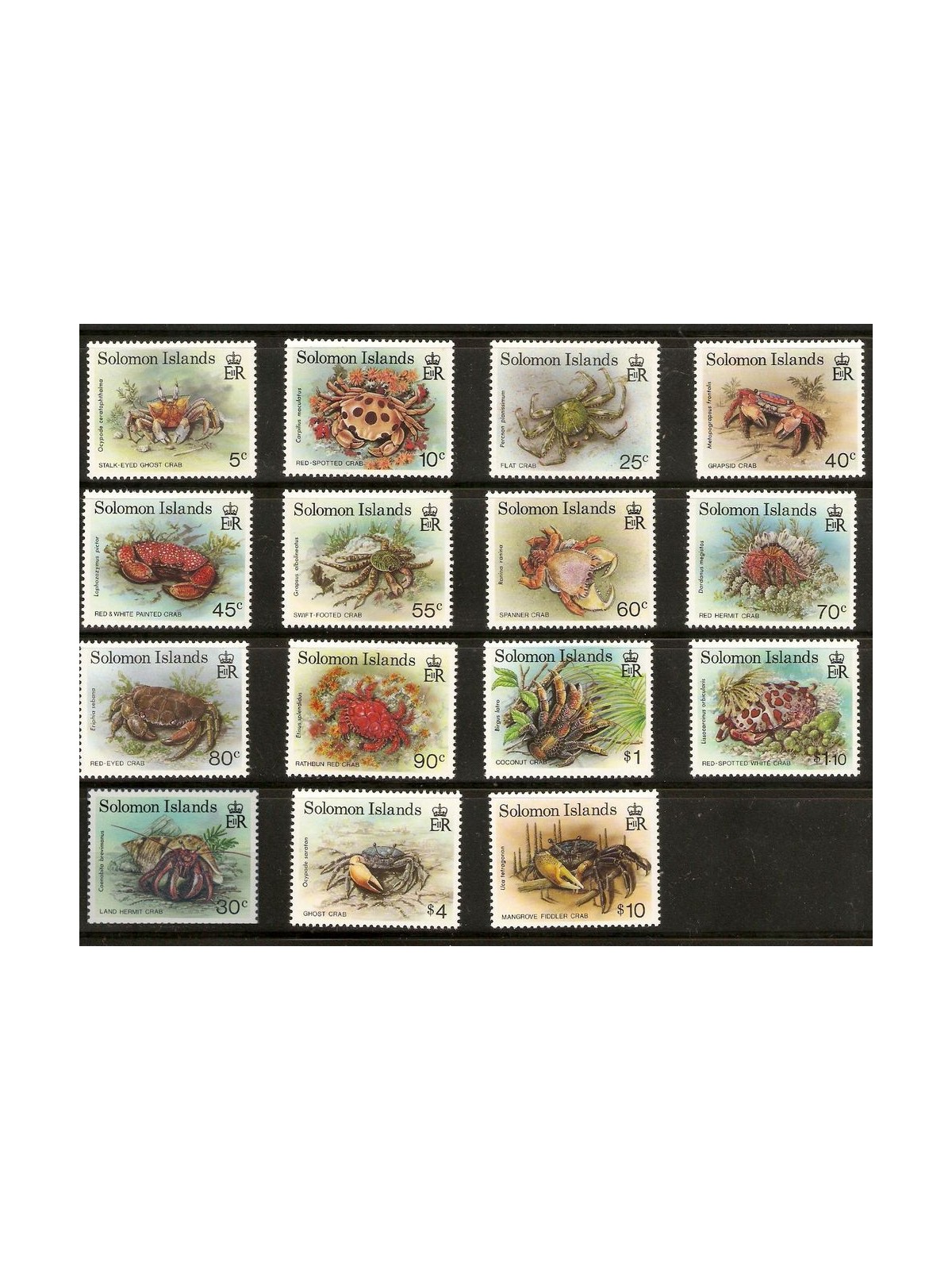 SOLOMON 1992 Definitives, crabs 15v MNH**