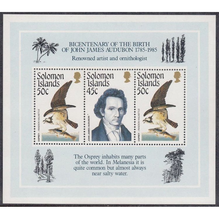 SOLOMON 1985 John James Audubon s/s MNH**