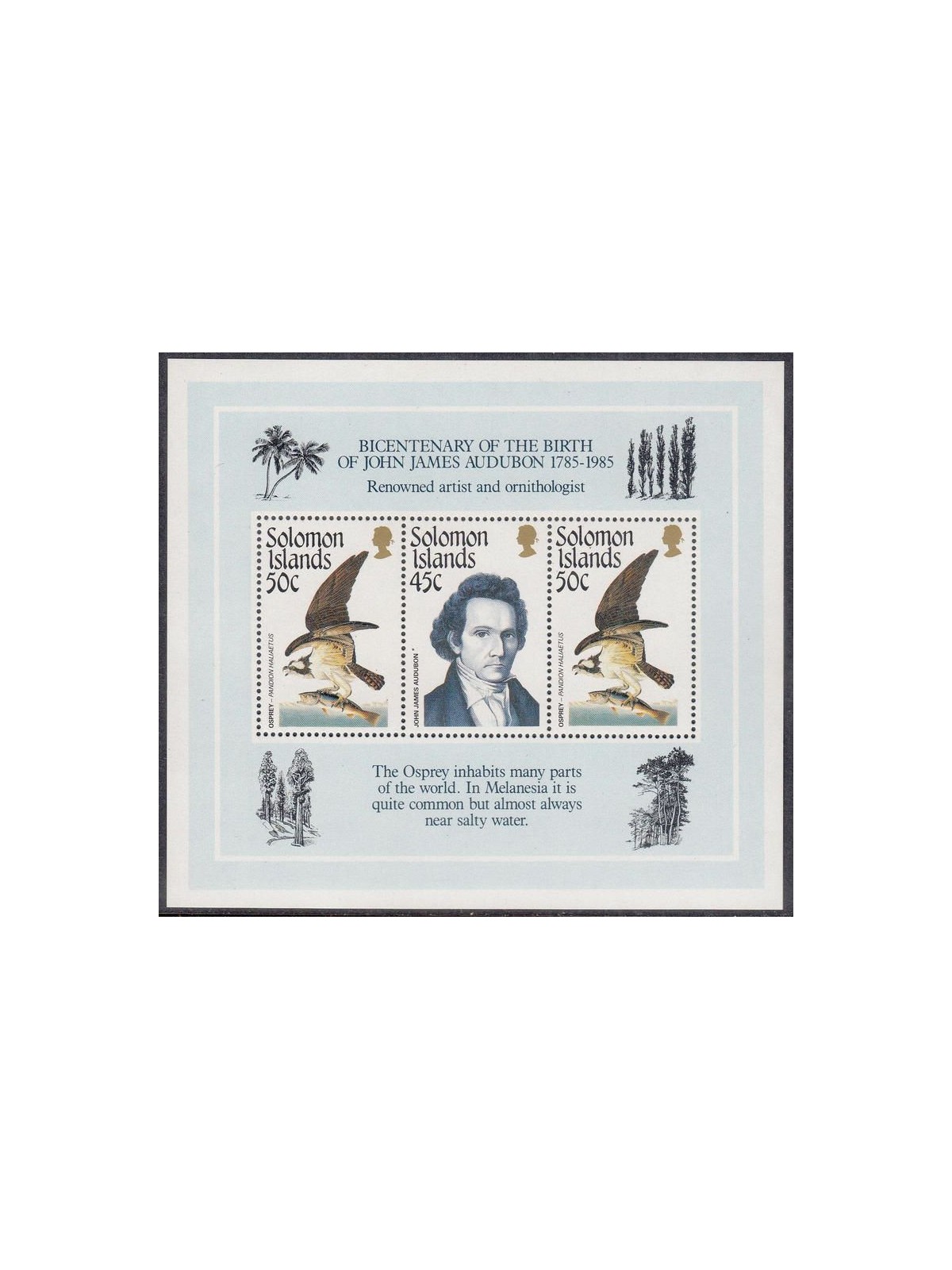SOLOMON 1985 John James Audubon BF MNH**