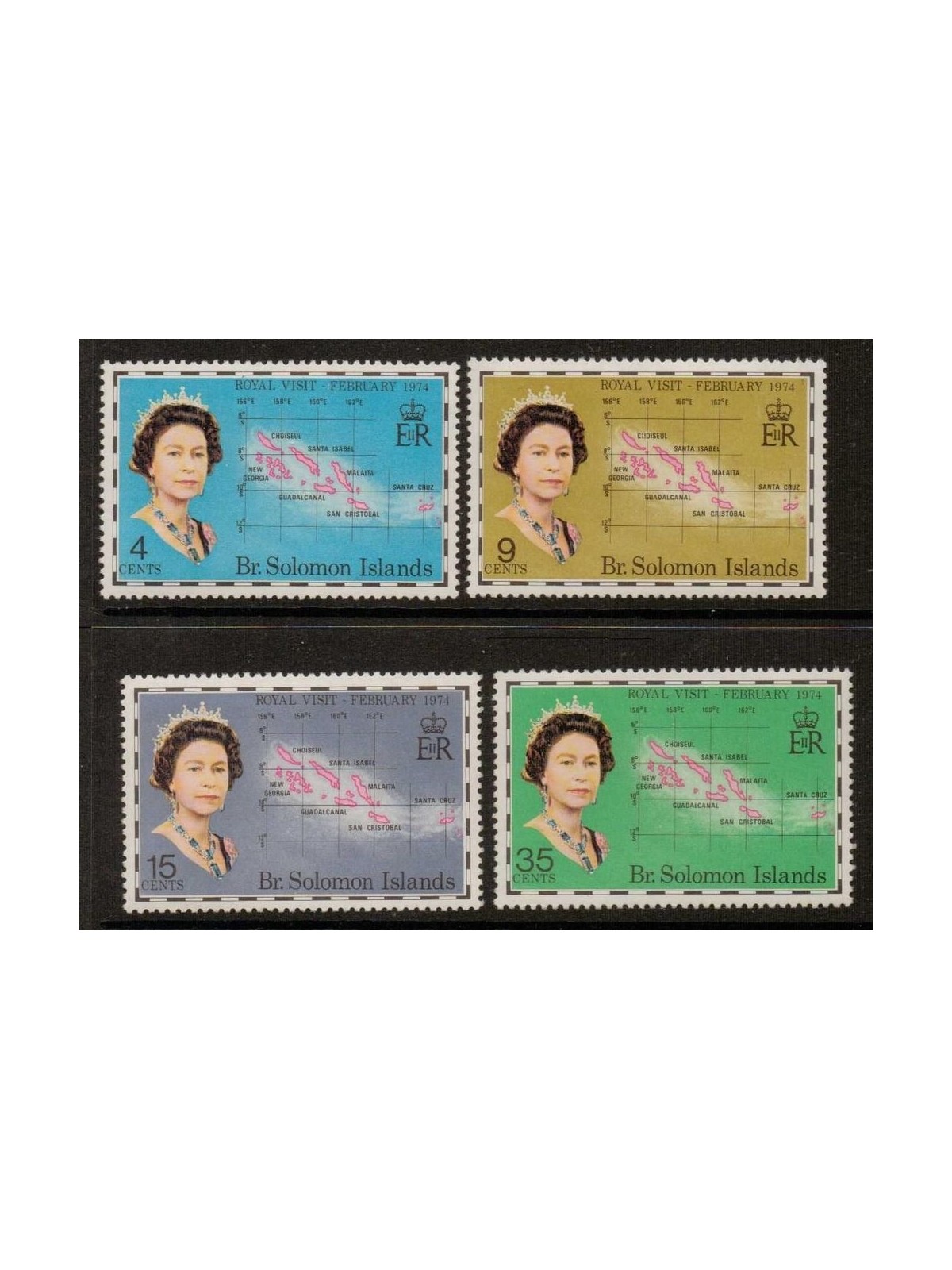 SOLOMON 1974 Royal visit 4v MNH**
