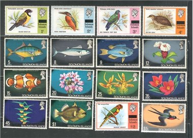 SOLOMON 1975 Serie ordinaria, soprastampati 16v MNH**