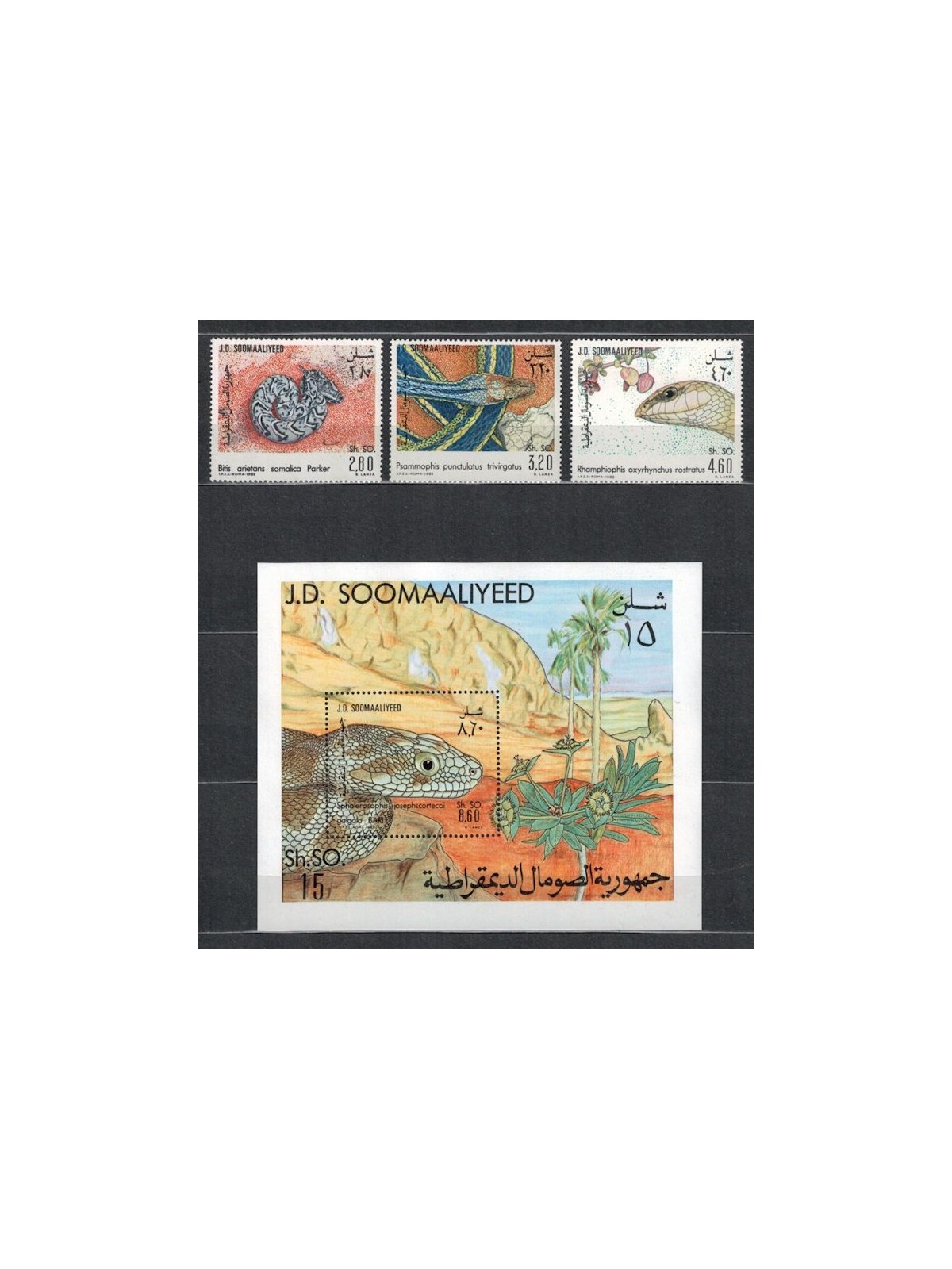 SOMALIA 1982 Fauna, Serpenti 3v + 1 BF MNH**