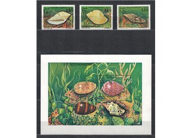 SOMALIA 1984 Fauna marina, Conchiglie 3v + 1 BF MNH**
