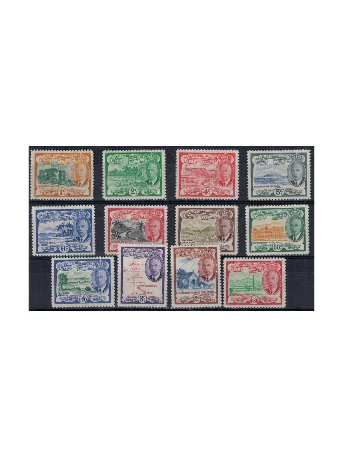 ST. CHRISTOPHER NEVIS ANGUILLA 1952 Ordinary series, George VI 12v mng