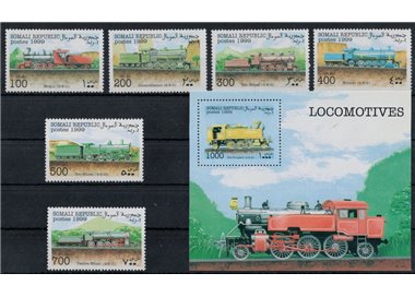 SOMALIA 1999 Trains, locomotives 6v + 1 s/s MNH**