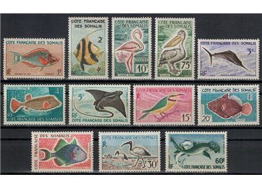 FRENCH SOMALIA 1959-60 Fauna, fish and birds 12v MNH**