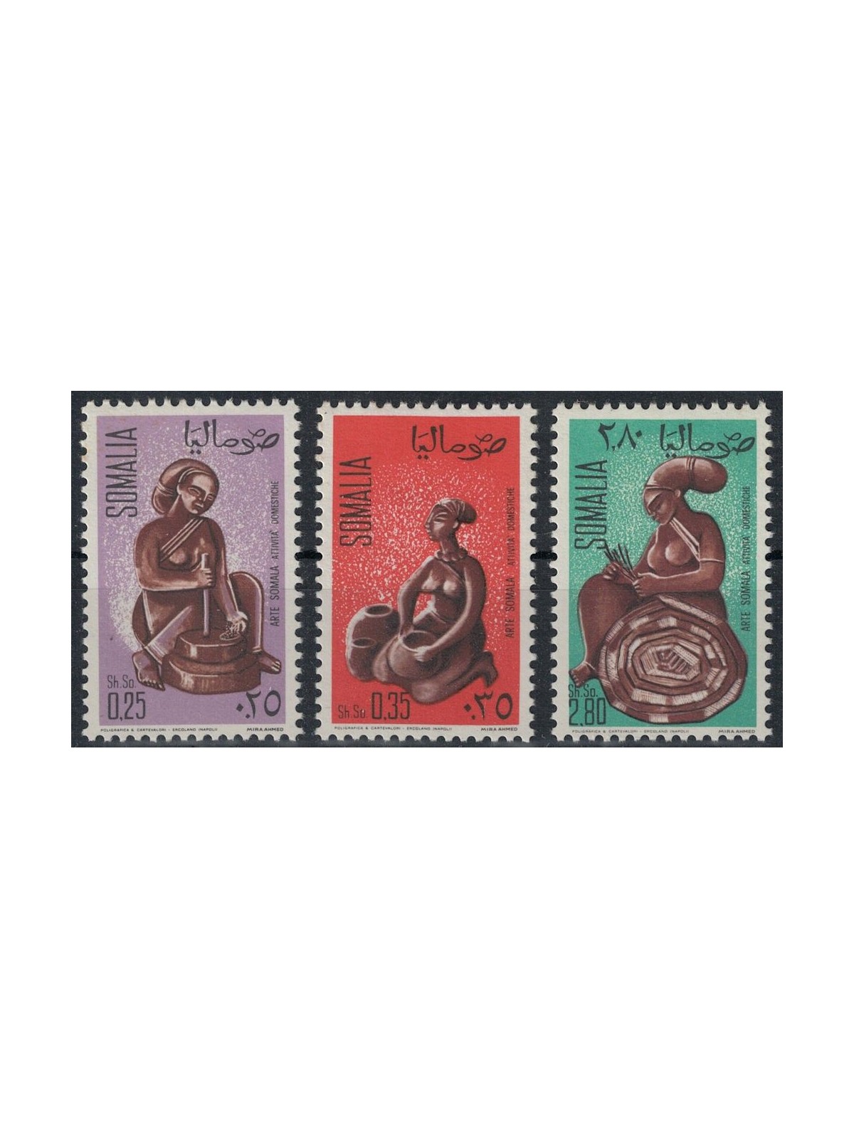 SOMALIA 1968 Somali art, domestic activities 3v MNH**