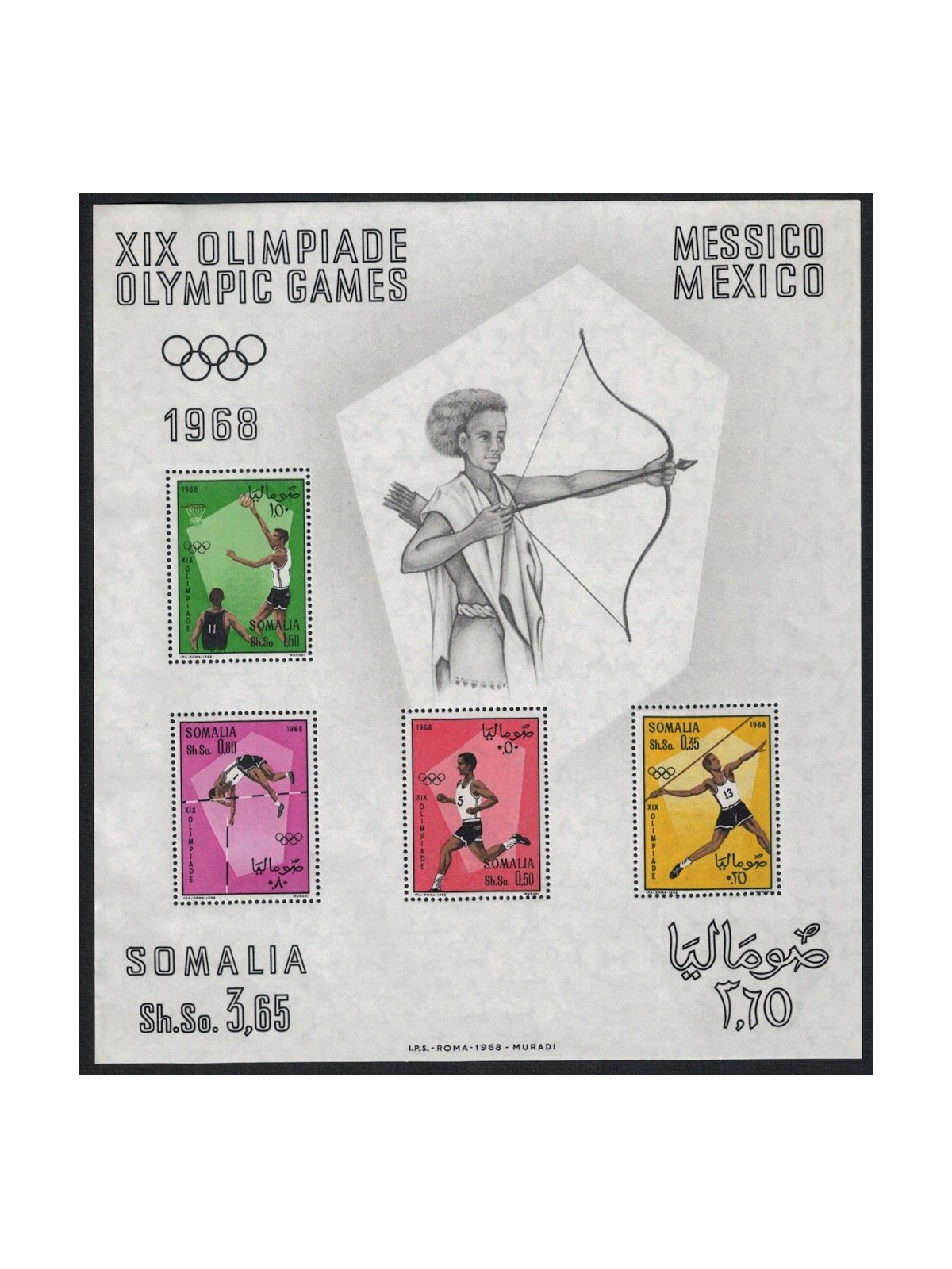 SOMALIA 1968 Giochi olimpici BF MNH**