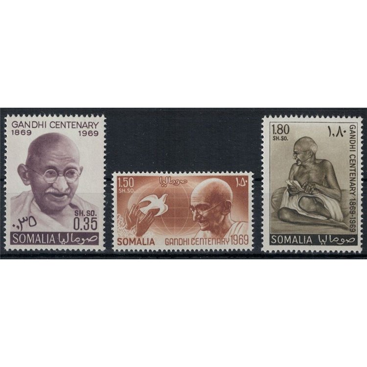 SOMALIA 1969 Mahatma Gandhi 3v MNH**