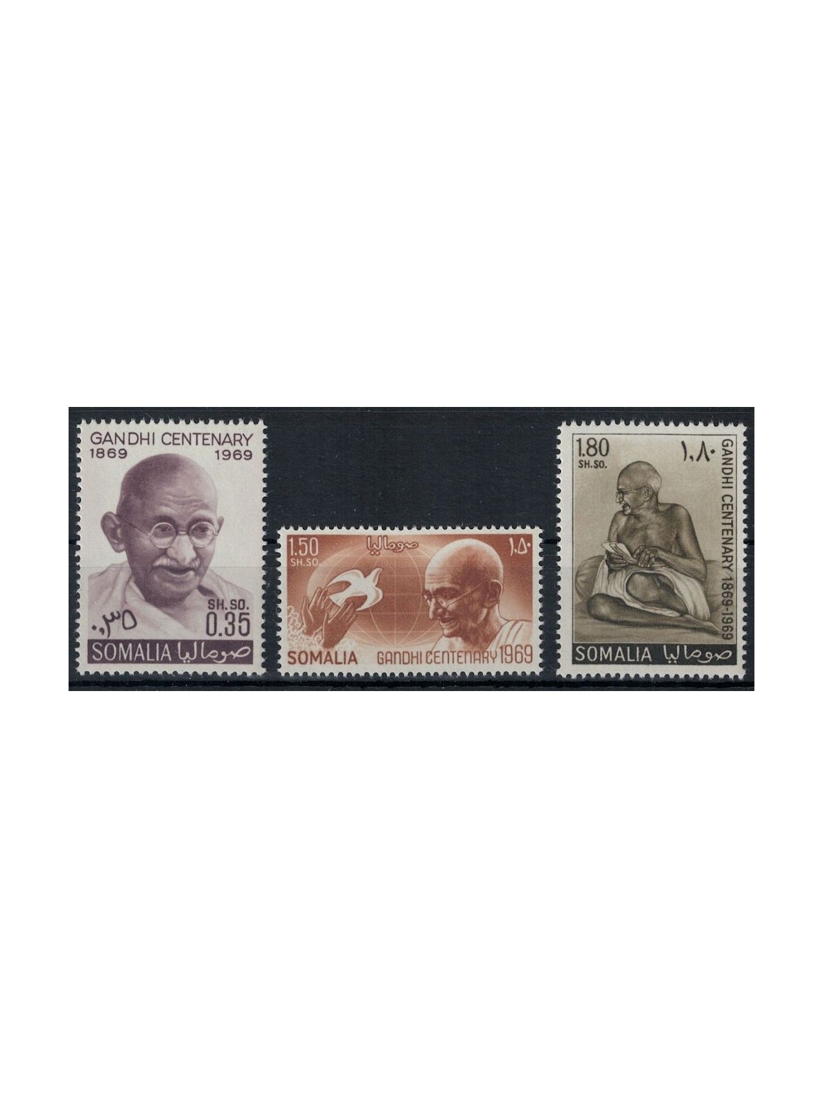 SOMALIA 1969 Mahatma Gandhi 3v MNH**
