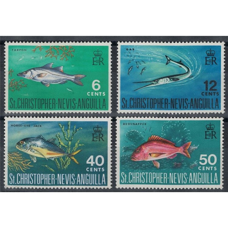 ST. CHRISTOPHER NEVIS ANGUILLA 1969 Fauna marina, pesci 4v MNH**