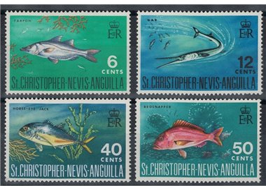 ST. CHRISTOPHER NEVIS EEL 1969 Marine fauna, fish 4v MNH**