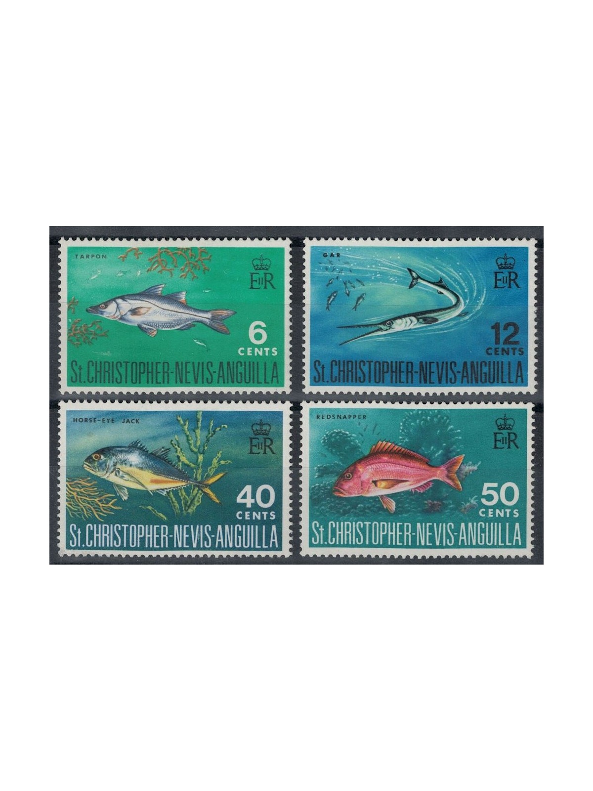 ST. CHRISTOPHER NEVIS ANGUILLA 1969 Fauna marina, pesci 4v MNH**