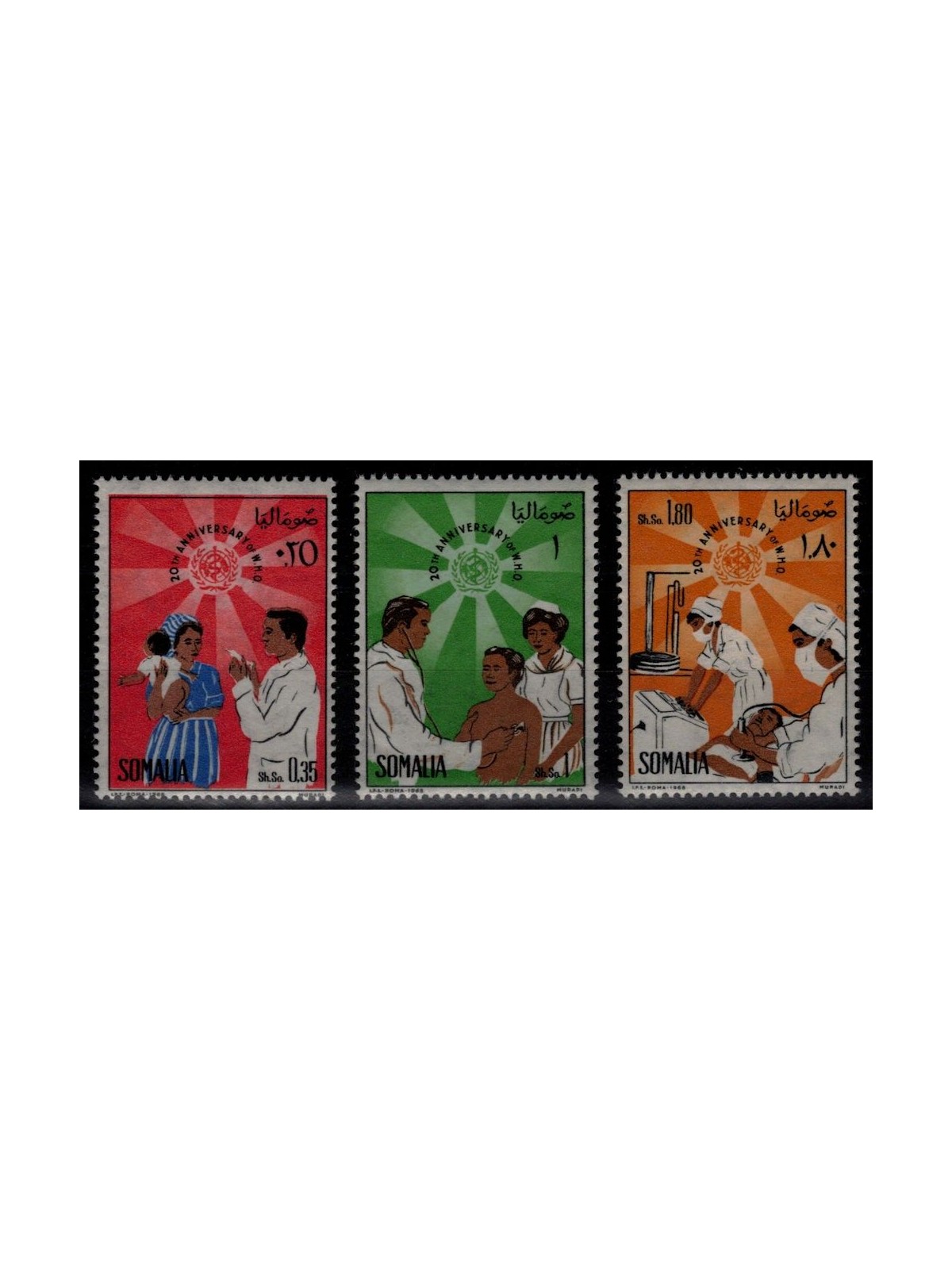 SOMALIA 1968 World Health Organization 3v MNH**