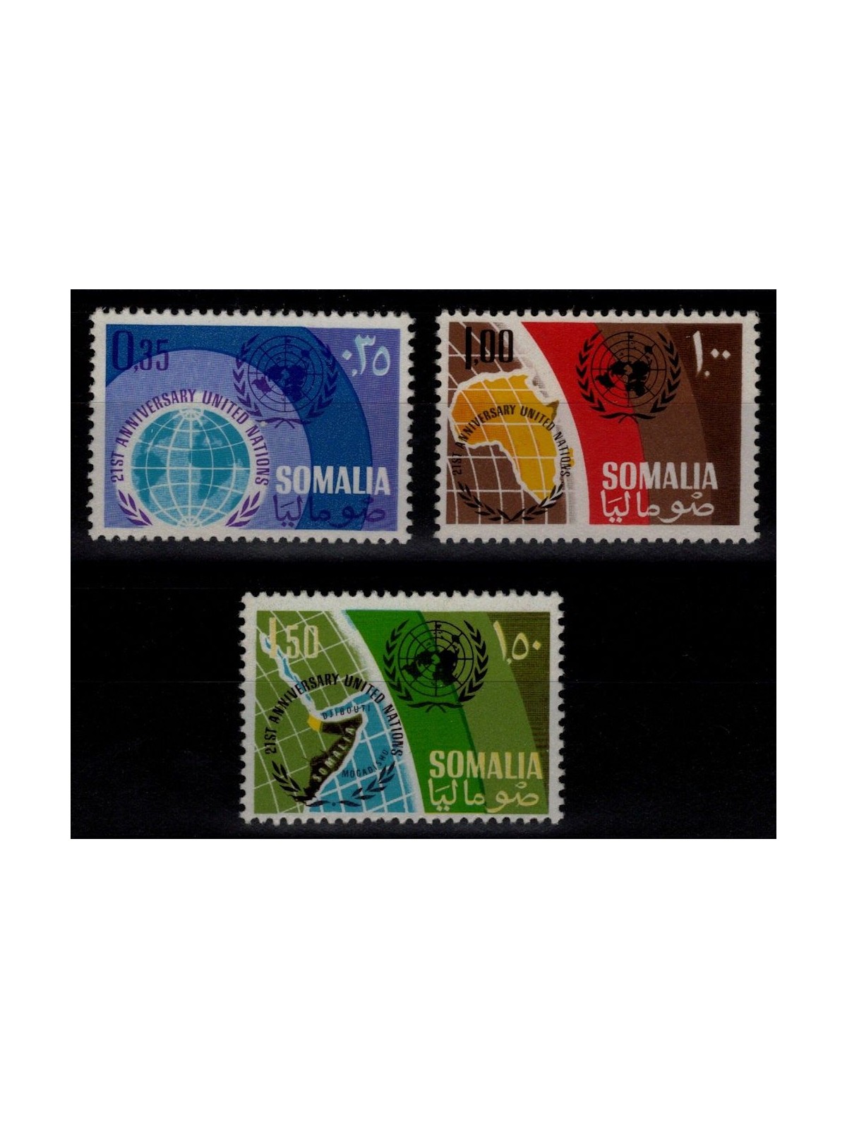 SOMALIA 1966 United Nations 3v MNH**