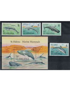ST. HELENA 1987 Fauna marina, balene 4v + 1 BF MNH**