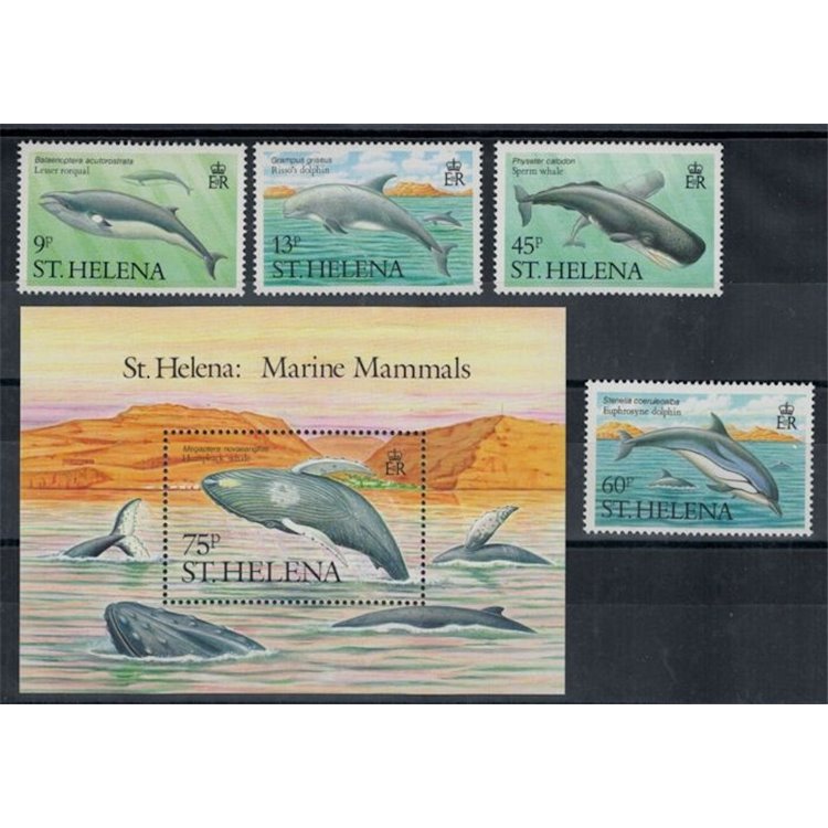 ST. HELENA 1987 Fauna marina, balene 4v + 1 BF MNH**