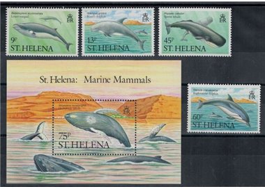 ST. HELENA 1987 Fauna marina, balene 4v + 1 BF MNH**