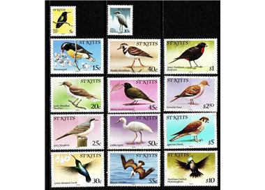 ST. KITTS 1981 Ordinary set, birds (I) 14v MNH**