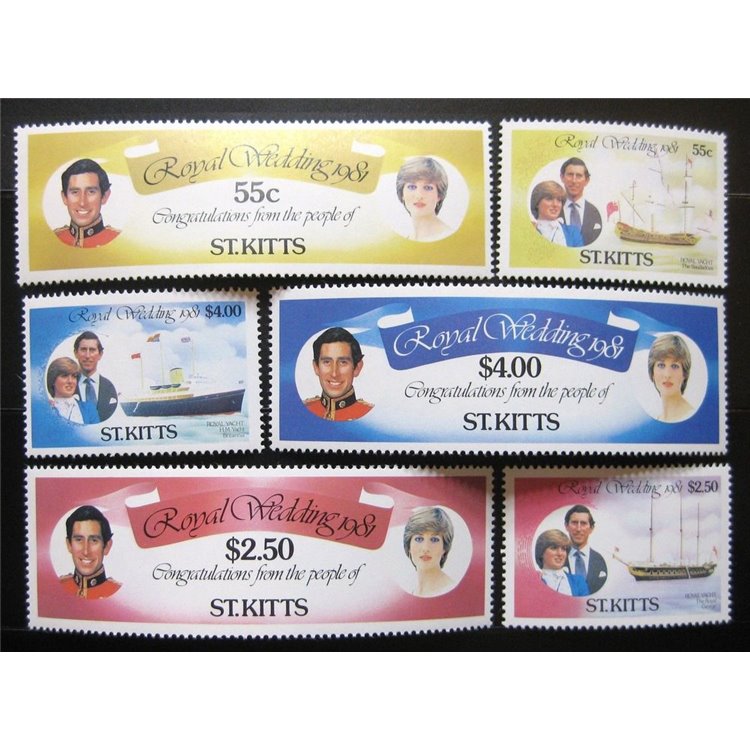 ST. KITTS 1981 Charles & Diana wedding 6v MNH**