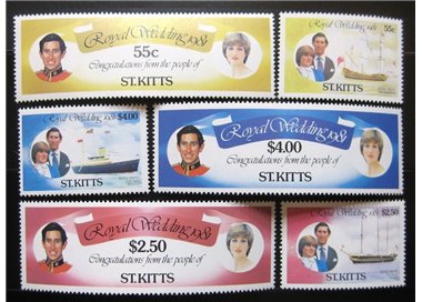 ST. KITTS 1981 Charles & Diana wedding 6v MNH**