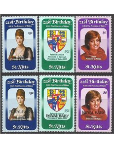 ST. KITTS 1982 Anniversary Diana + Royal baby 6v MNH**